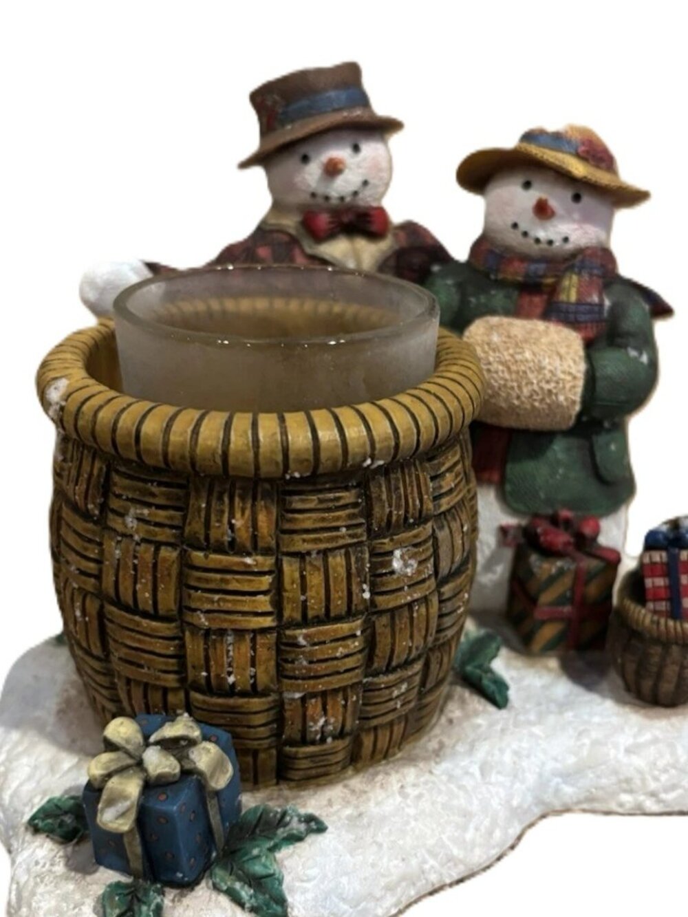 NEW/MINT Vintage 2000 Lang Candles "Snow Family" Figural Candle Holder Christmas